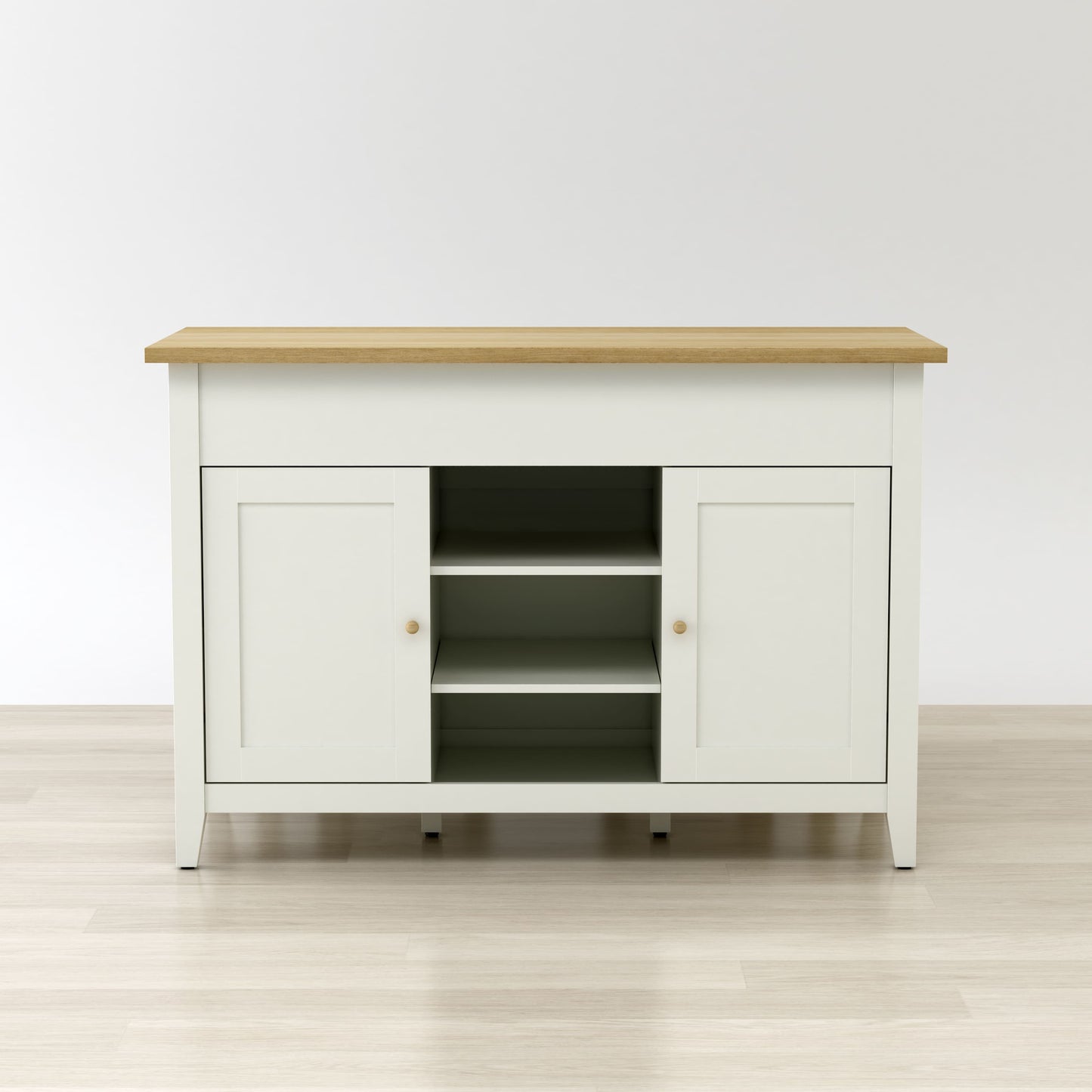 Delphi 53" Kitchen Island Cabinet With Two Stools