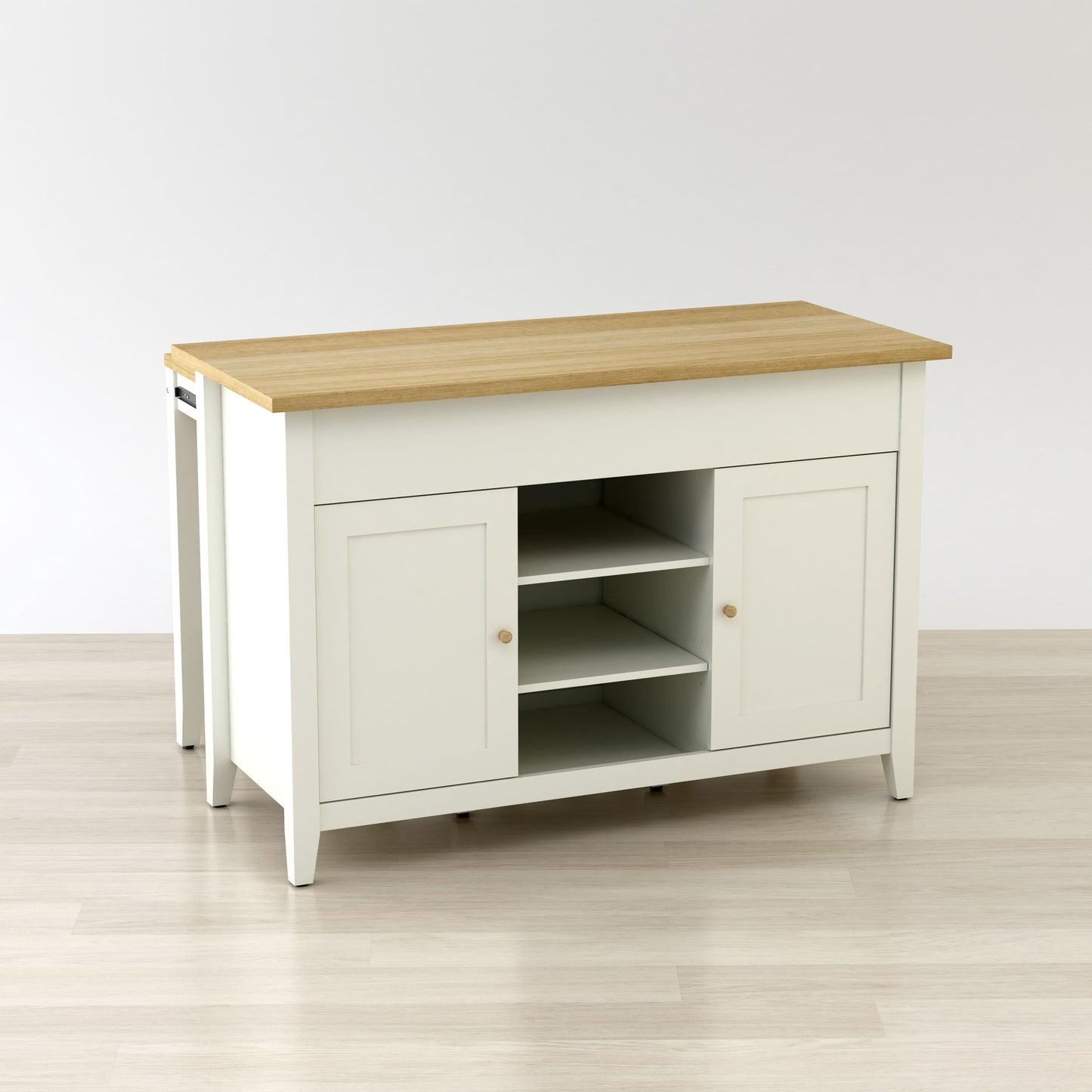 Delphi 53" Kitchen Island Cabinet With Two Stools