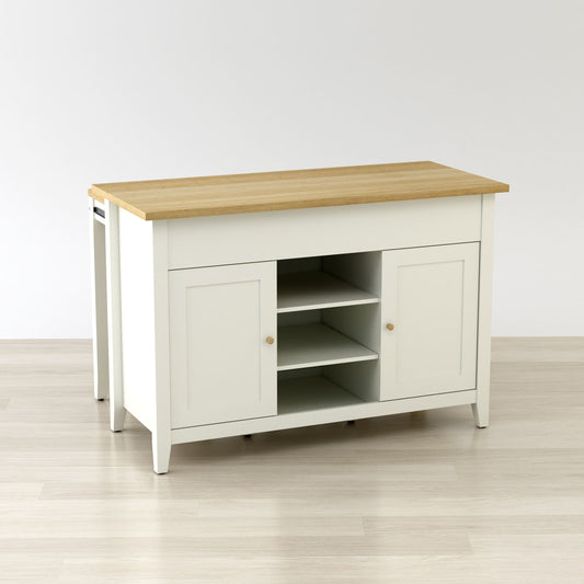 Delphi 53" Kitchen Island Cabinet With Two Stools