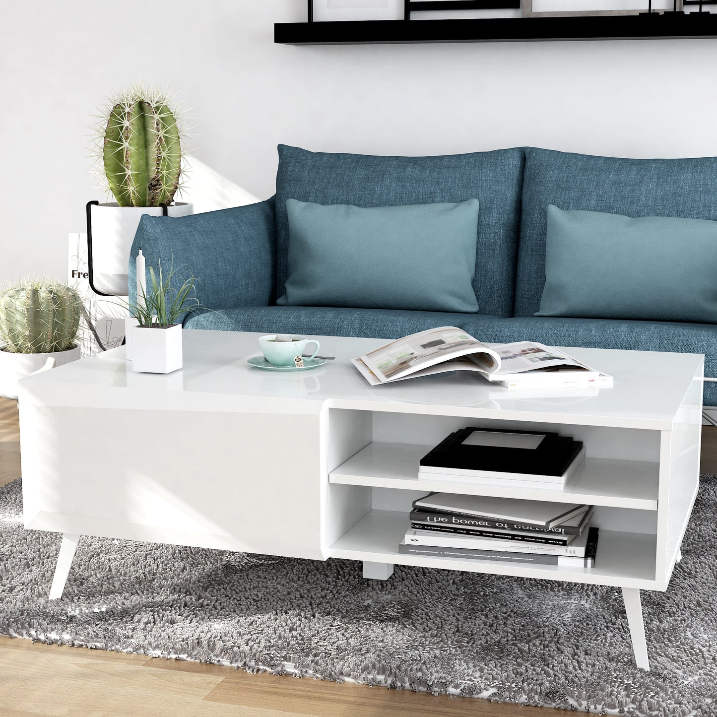 Altus 43" Coffee Table White Glossy