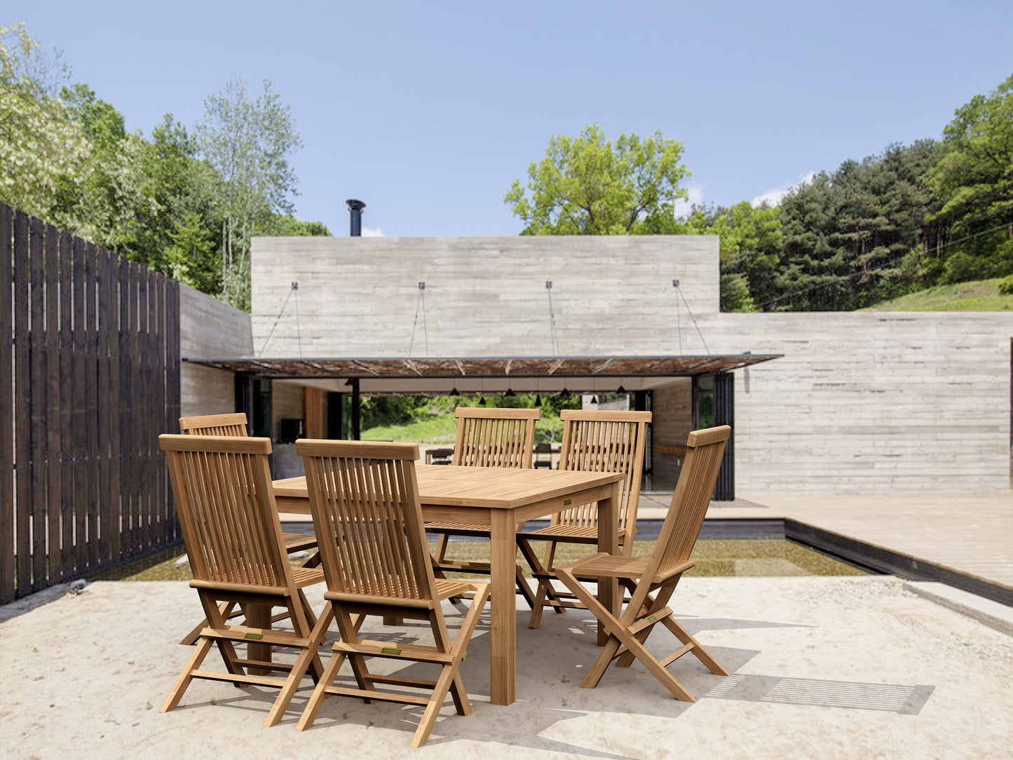 SET-104 Windsor Classic Chair 7-Pieces Folding Dining Set