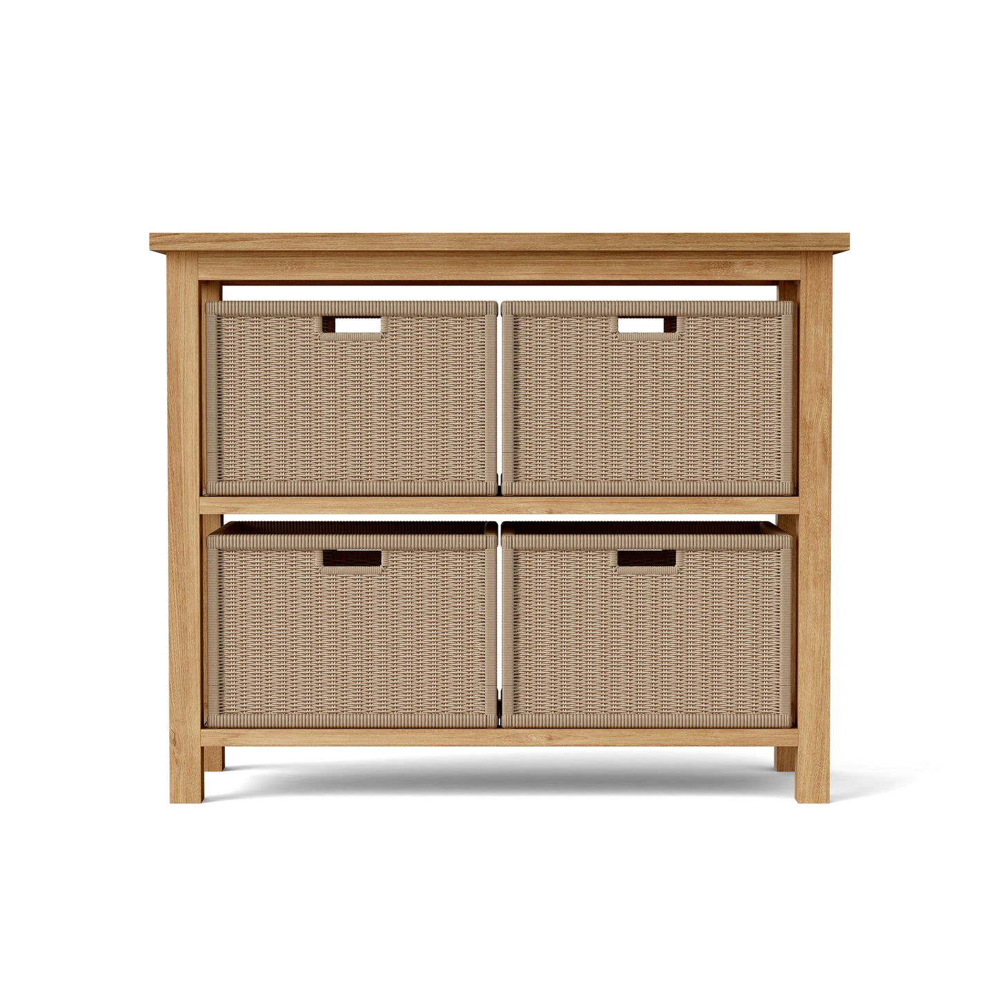 Towel Console Table with 4-Wicker Baskets