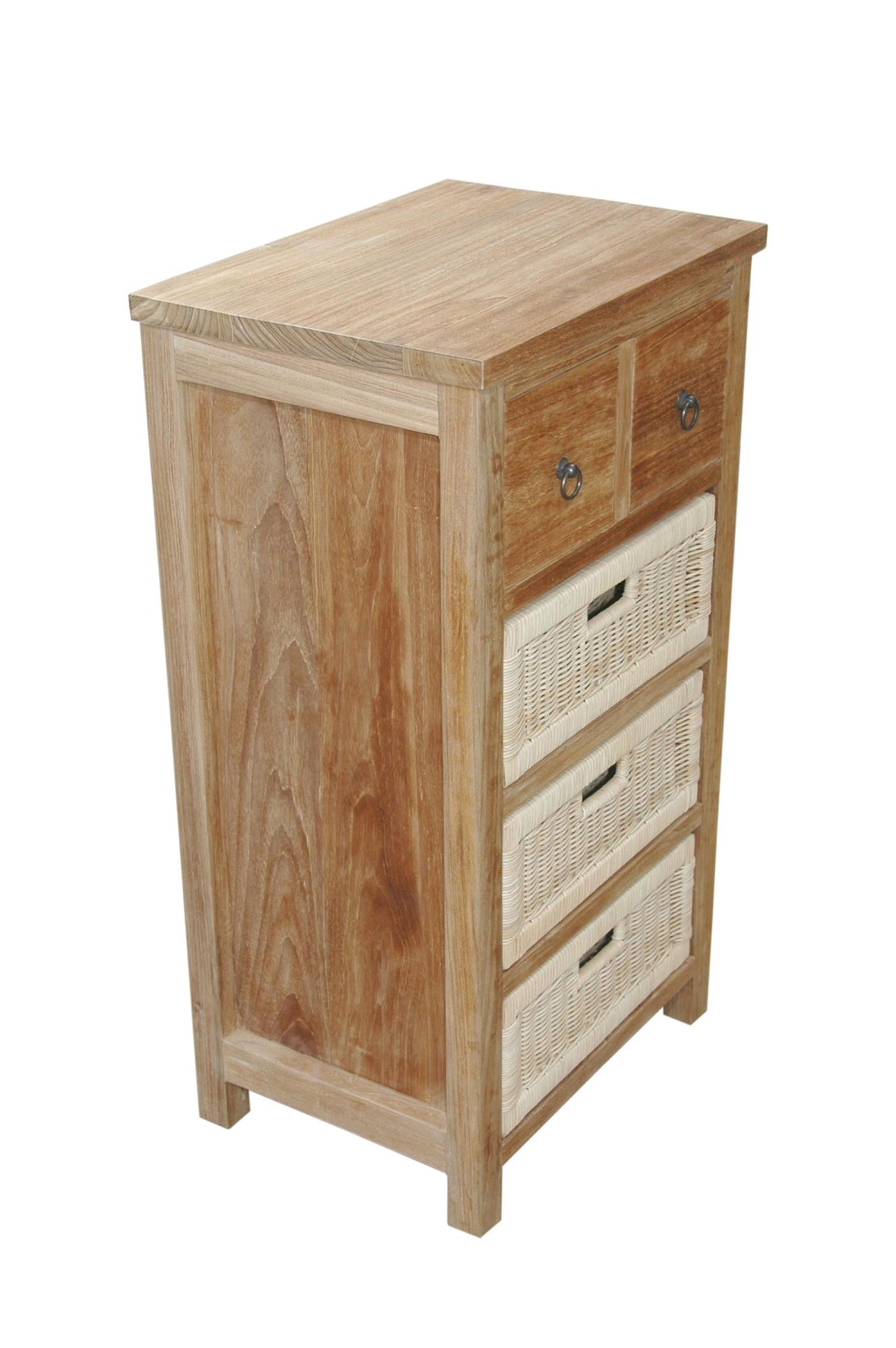 Safari Occasional Table with Drawers & Rattan Baskets