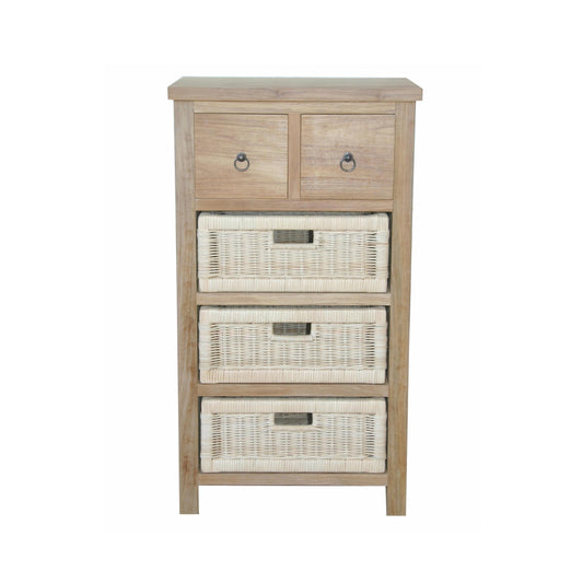 Safari Occasional Table with Drawers & Rattan Baskets